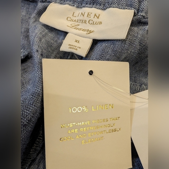 Charter club Luxury blue linen Drawstring-Waist Pants Size XL fit 1x - Picture 13 of 13